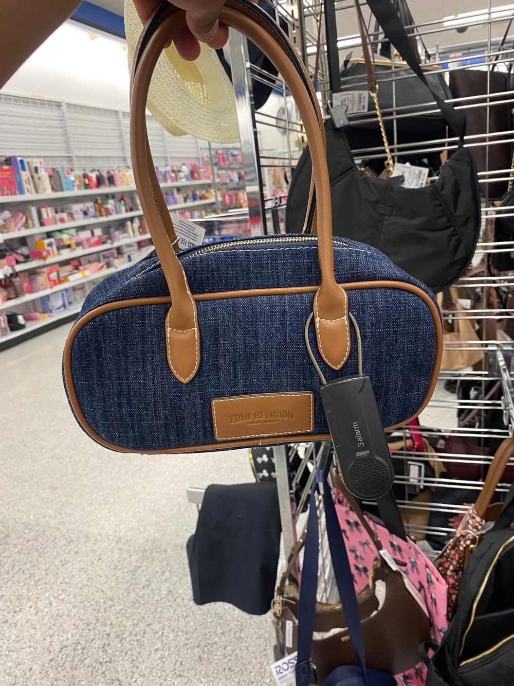 True Religion Denim and Tan Structured Satchel - Picture 2 of 2